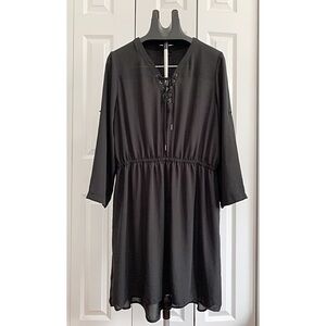 MOSSIMO Sz XXL Silky Black High / Low Lace-Up Front Dress